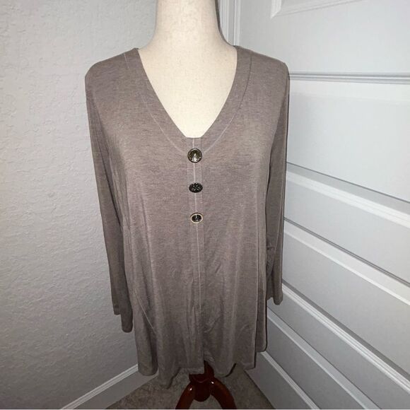 Soft Surroundings Three Faux Button Front Long Sleeve Tunic Shirt Top - Picture 10 of 10